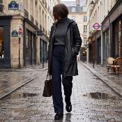 Imperméable pliable et imperméable avec pochette - Noir botanique - Taille M