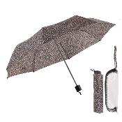 Parapluie pliant pour femme - Avec étui zippé en PVC et dragonne - Motif Léopard