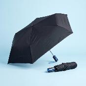 Parapluie pliant unisexe - Ouverture et fermeture automatiques - Noir avec poignée accent bleu
