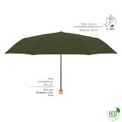 Parapluie pliant et écologique - Fait de plastique recyclé - Ouverture manuelle - Large protection 92 cm - Olive profonde