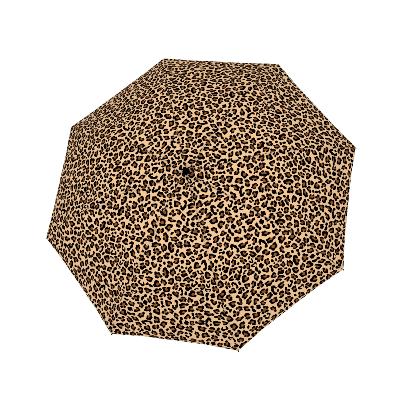 Mini parapluie pliant pour femme - Système d'ouverture automatique - Imprimé léopard