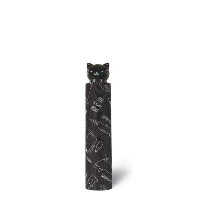 Mini parapluie pliant femme - Ultra léger et compact 190 GR - Poignée en forme de tête de chat - Noire