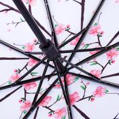 Parapluie pliant double toile - Imprimé fleurs de cerisier à l'intérieur