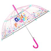 Parapluie cloche enfant avec bordure phosphorescente - Girl Power -  Bordure réflechissante pour être visible la nuit