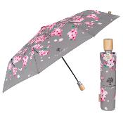 Mini parapluie pliant et écologique pour femme - Système d'ouverture automatique - Fleur de cerisier
