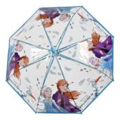 Parapluie cloche transparente pour fille - La Reine des neiges 2 - Parapluie Disney - Résiste au vent - Poignée bleue