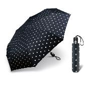 Mini parapluie pliant pour femme - Compact - Pois métalliques noirs