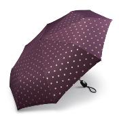 Mini parapluie pliant pour femme - Compact - Pois métalliques Prune